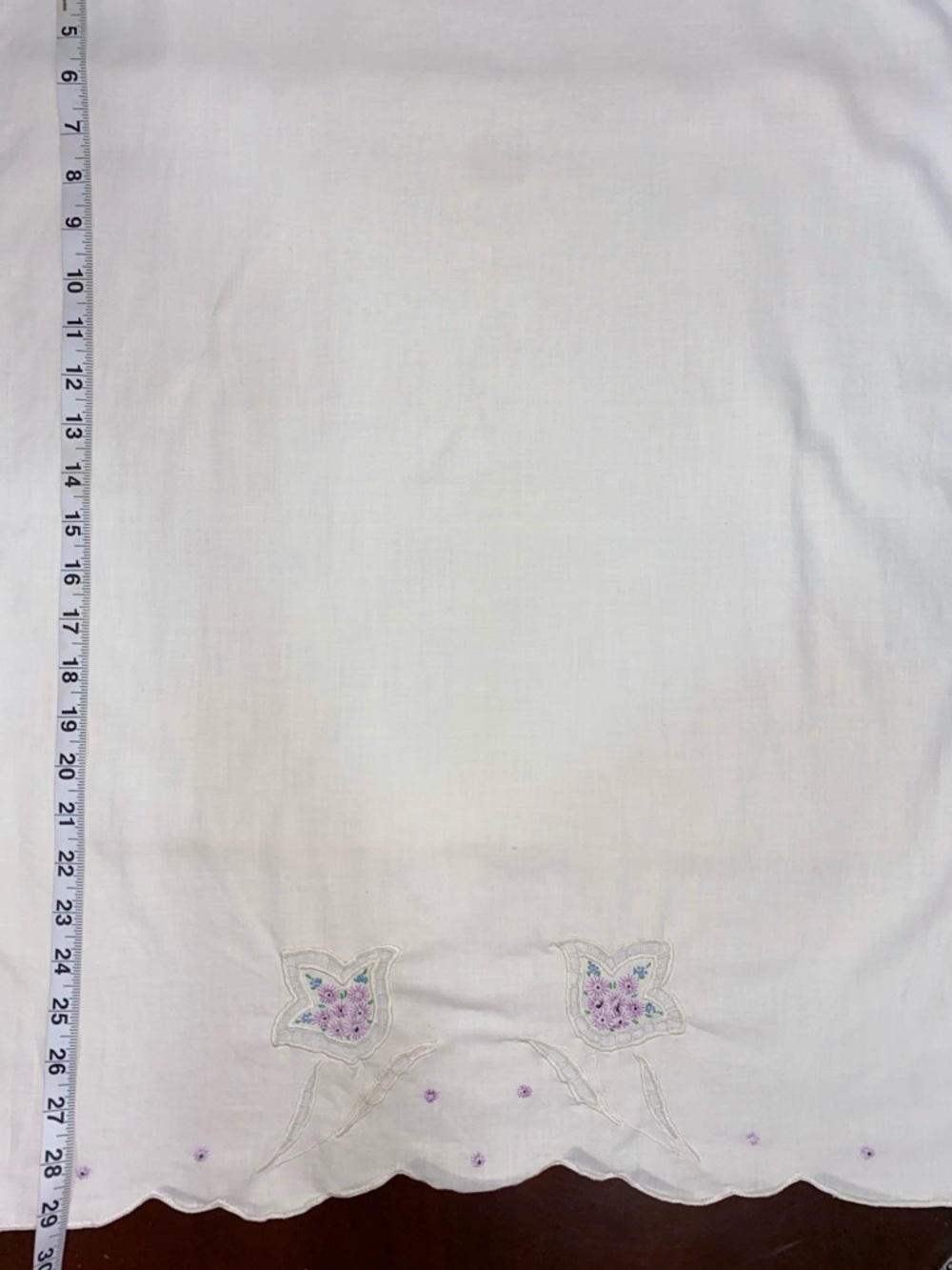 Vintage Cottagecore White Pillowcase with Lavender Floral Embroidery - Picture 7 of 10